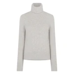 N.Peal Hazel Chunky Roll Neck Cashmere Jumper in Cashmere Grey Melange | Turtlenecks | Luxury Shoes 