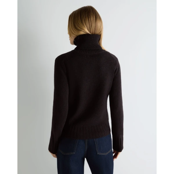 N.Peal Hazel Chunky Roll Neck Cashmere Jumper in Cocoa Brown