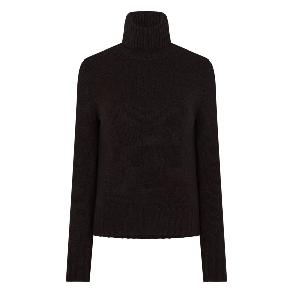 N.Peal Hazel Chunky Roll Neck Cashmere Jumper in Cocoa Brown | Turtlenecks | Luxury Shoes 