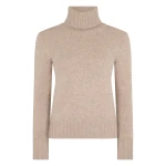 N.Peal Hazel Chunky Roll Neck Cashmere Jumper in Oatmeal Brown | Turtlenecks | Luxury Shoes 