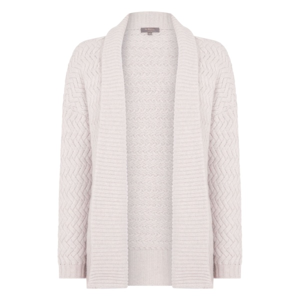 N.Peal Heirloom Basketweave Cashmere Cardigan in Snow Grey | Cardigan | Luxury Shoes 