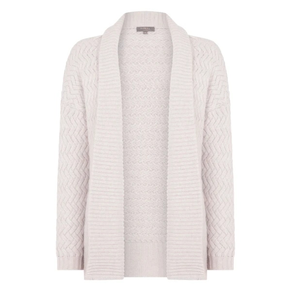 N.Peal Heirloom Basketweave Cashmere Cardigan in Snow Grey | Cardigan | Luxury Shoes 