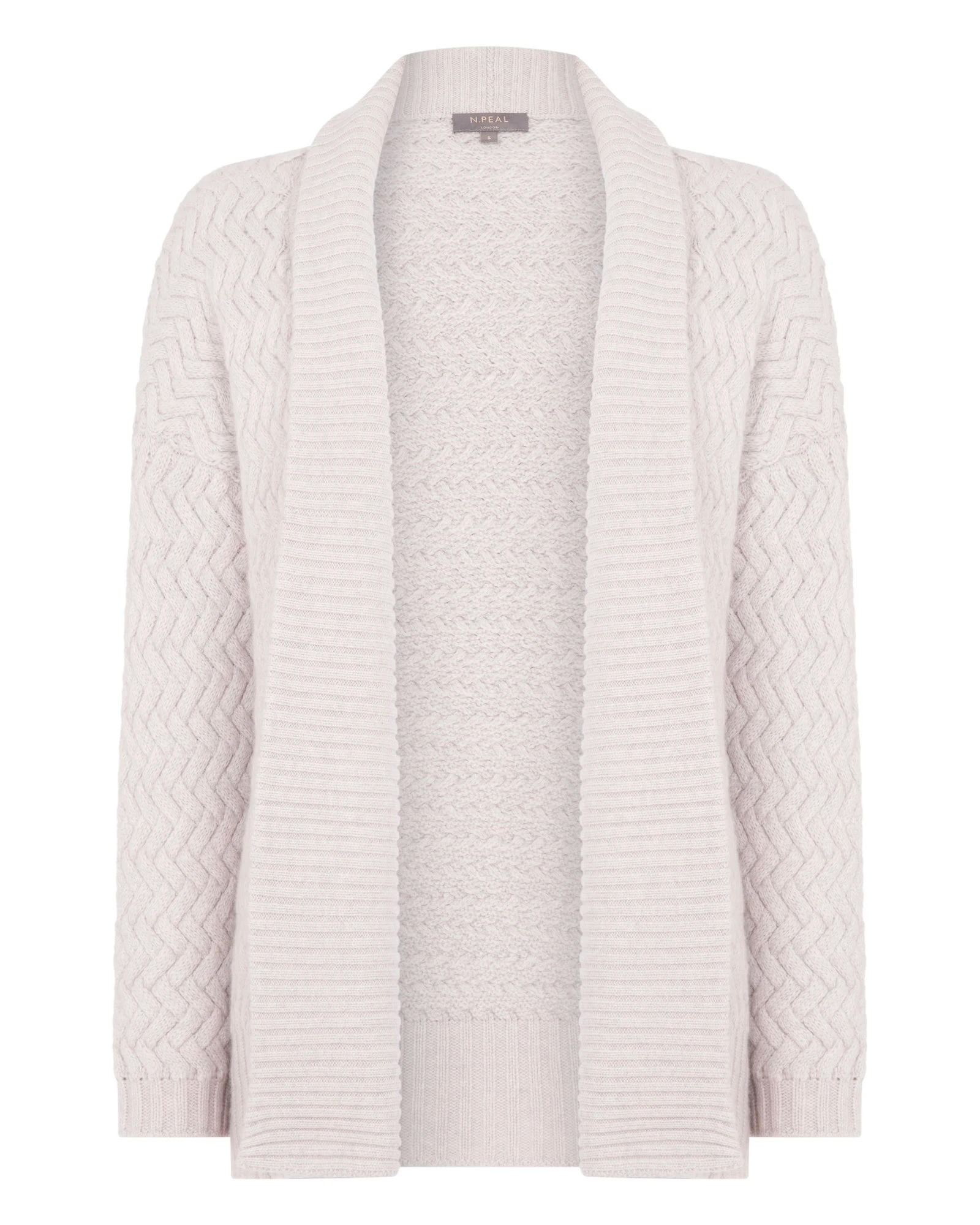 N.Peal Heirloom Basketweave Cashmere Cardigan in Snow Grey N.Peal Heirloom Basketweave Cashmere Cardigan in Snow Grey | Cardigan | Luxury Shoes