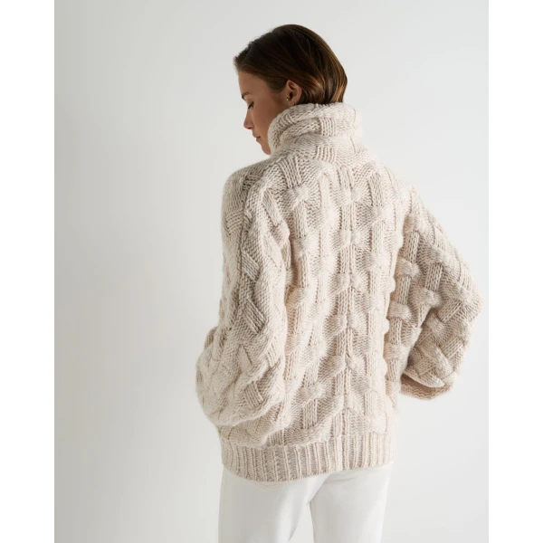 N.Peal Hero Button Cashmere Jumper in Ecru White