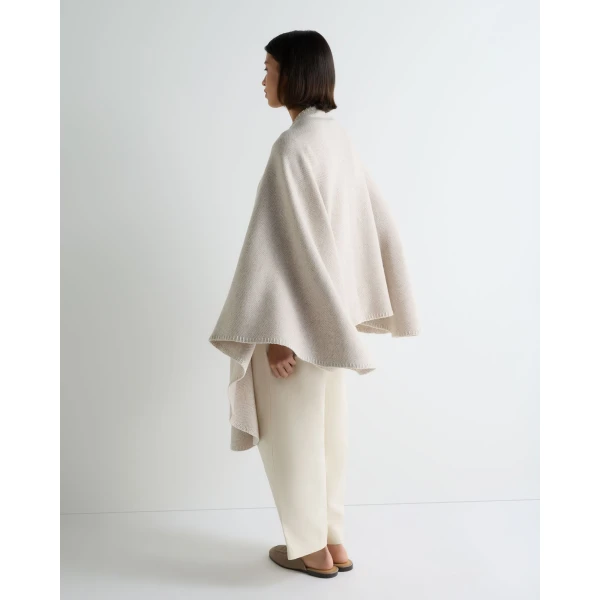 N.Peal Herringbone Cashmere Cape in Sand Brown
