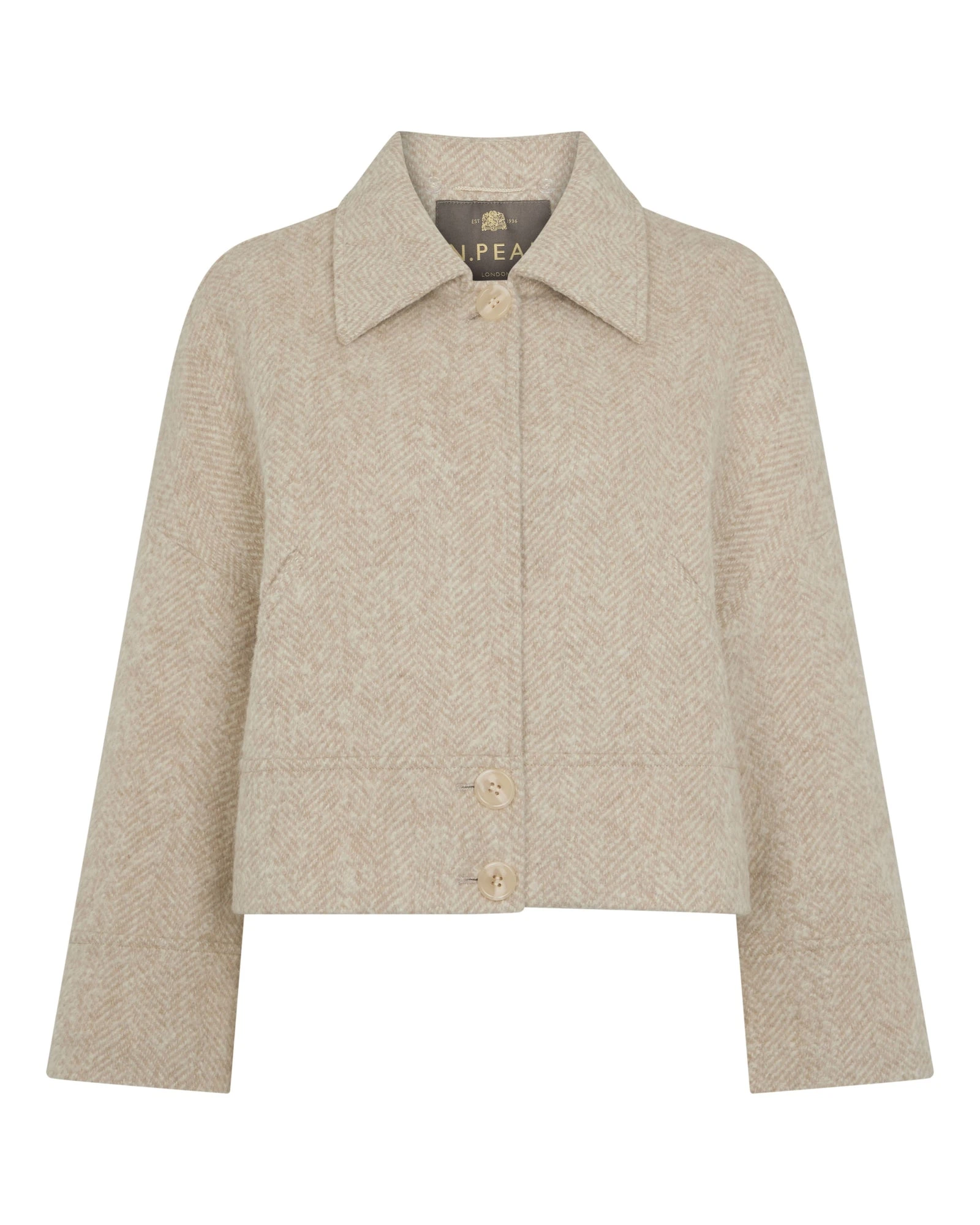 N.Peal Herringbone Jacket With Rex Fur Collar in Beige Brown N.Peal Herringbone Jacket With Rex Fur Collar in Beige Brown | Jackets | Luxury Shoes