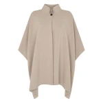 N.Peal High Collar Cashmere Cape With Fur Trim in Cashew Brown | Knitwear | Luxury Shoes 