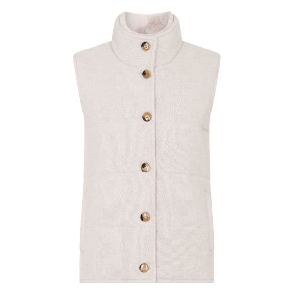 N.Peal Honeycomb Cashmere Gilet With Fur Trim in Pebble Grey | Vests | Luxury Shoes 