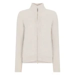 N.Peal Honeycomb Full Zip Cashmere Jumper With Fur Trim in Pebble Grey | Sweaters | Luxury Shoes 