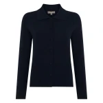 N.Peal Honeycomb Fur Trim Cashmere Cardigan in Navy Blue | Cardigan | Luxury Shoes 
