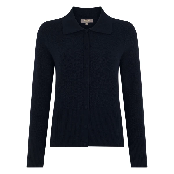 N.Peal Honeycomb Fur Trim Cashmere Cardigan in Navy Blue | Cardigan | Luxury Shoes 