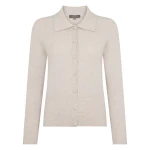 N.Peal Honeycomb Fur Trim Cashmere Cardigan in Pebble Grey | Cardigan | Luxury Shoes 