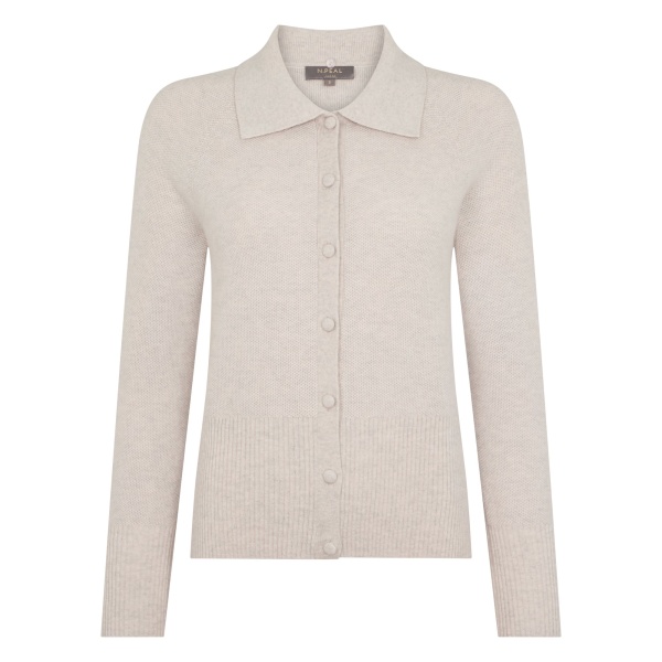 N.Peal Honeycomb Fur Trim Cashmere Cardigan in Pebble Grey | Cardigan | Luxury Shoes 