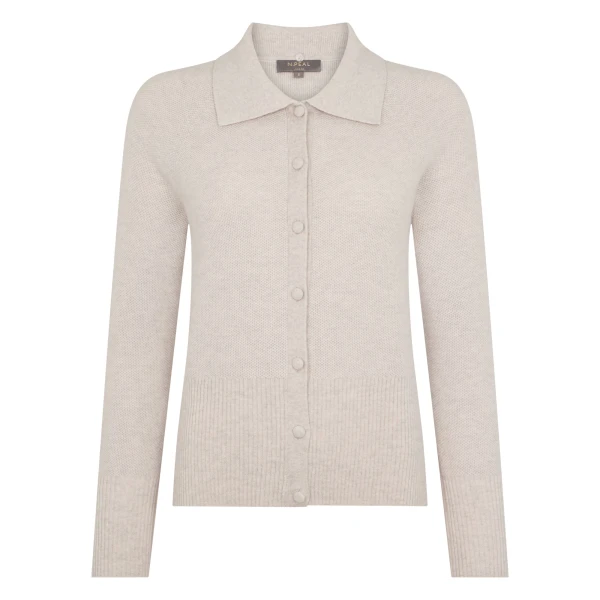 N.Peal Honeycomb Fur Trim Cashmere Cardigan in Pebble Grey | Cardigan | Luxury Shoes 