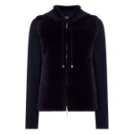 N.Peal Honeycomb Fur Trim Cashmere Hoodie in Navy Blue | Hoodies | Luxury Shoes 