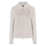 N.Peal Honeycomb Fur Trim Cashmere Hoodie in Pebble Grey | Hoodies | Luxury Shoes 