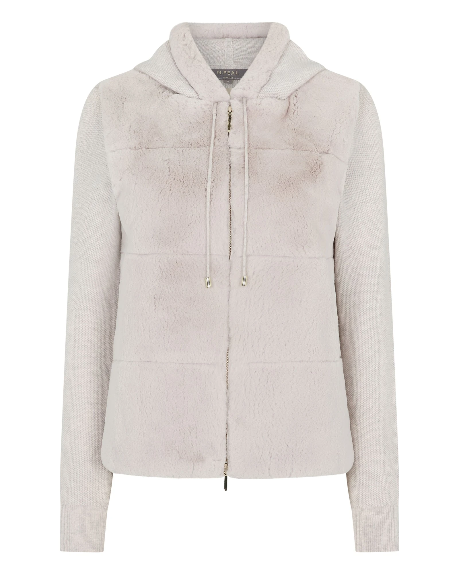 N.Peal Honeycomb Fur Trim Cashmere Hoodie in Pebble Grey N.Peal Honeycomb Fur Trim Cashmere Hoodie in Pebble Grey | Hoodies | Luxury Shoes