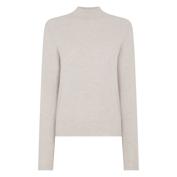 N.Peal Honeycomb Knit Cashmere Jumper in Pebble Grey | Turtlenecks | Luxury Shoes 