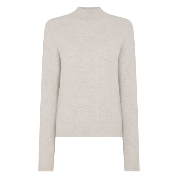 N.Peal Honeycomb Knit Cashmere Jumper in Pebble Grey | Turtlenecks | Luxury Shoes 