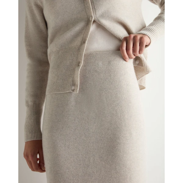 N.Peal Honeycomb Knit Cashmere Skirt in Pebble Grey