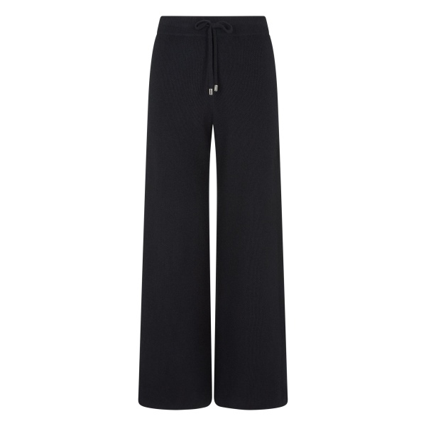 N.Peal Honeycomb Knit Cashmere Trouser in Black | Wide leg pants | Luxury Shoes 