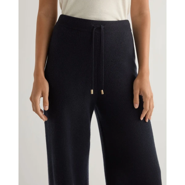N.Peal Honeycomb Knit Cashmere Trouser in Navy Blue