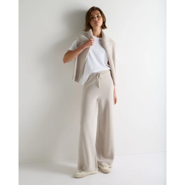 N.Peal Honeycomb Knit Cashmere Trouser in Pebble Grey