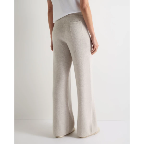 N.Peal Honeycomb Knit Cashmere Trouser in Pebble Grey