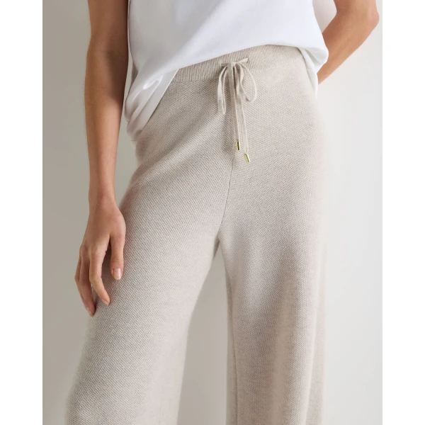 N.Peal Honeycomb Knit Cashmere Trouser in Pebble Grey