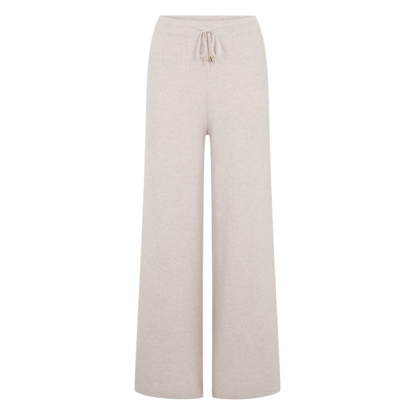 N.Peal Honeycomb Knit Cashmere Trouser in Pebble Grey | Wide leg pants | Luxury Shoes 