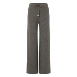 N.Peal Honeycomb Knit Cashmere Trouser in Wood Smoke Brown | Wide leg pants | Luxury Shoes 