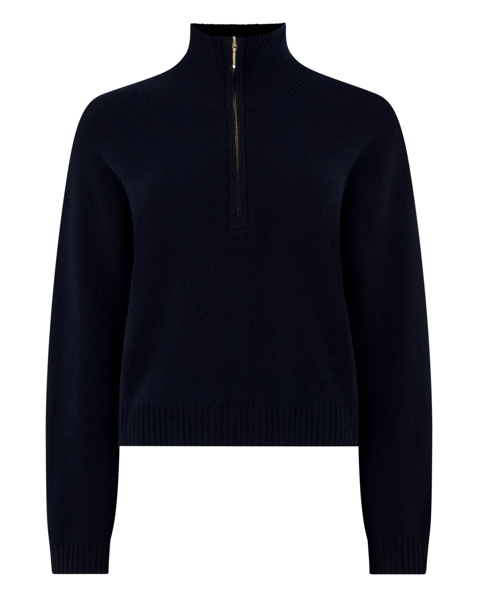 N.Peal Honeycomb Quarter-Zip Cashmere Jumper in Navy Blue N.Peal Honeycomb Quarter-Zip Cashmere Jumper in Navy Blue | Sweaters | Luxury Shoes