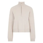 N.Peal Honeycomb Quarter-Zip Cashmere Jumper in Pebble Grey | Sweaters | Luxury Shoes 