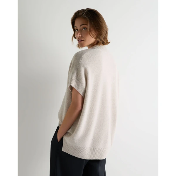 N.Peal Honeycomb Sleeveless Cashmere Jumper in Pebble Grey