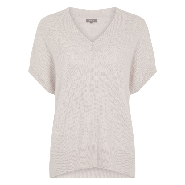 N.Peal Honeycomb Sleeveless Cashmere Jumper in Pebble Grey | Sweaters | Luxury Shoes 