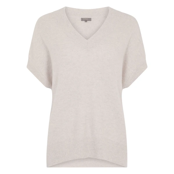 N.Peal Honeycomb Sleeveless Cashmere Jumper in Pebble Grey | Sweaters | Luxury Shoes 