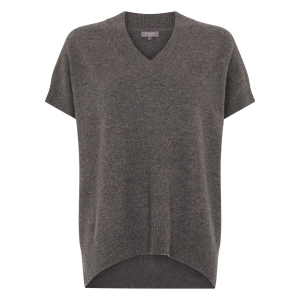 N.Peal Honeycomb Sleeveless Cashmere Jumper in Wood Smoke Brown | Sweaters | Luxury Shoes 
