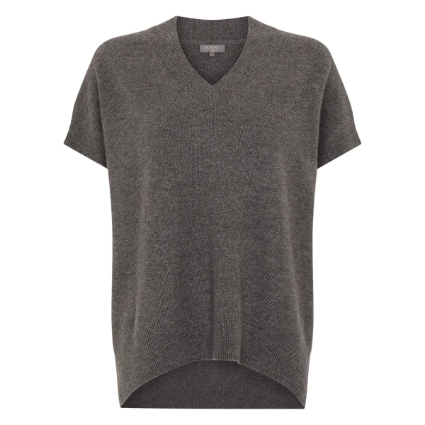 N.Peal Honeycomb Sleeveless Cashmere Jumper in Wood Smoke Brown | Sweaters | Luxury Shoes 