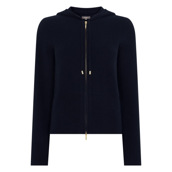 N.Peal Honeycomb Zipper Cashmere Hoodie in Navy Blue | Hoodies | Luxury Shoes 