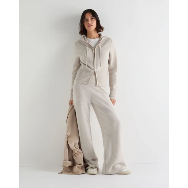 N.Peal Honeycomb Zipper Cashmere Hoodie in Pebble Grey