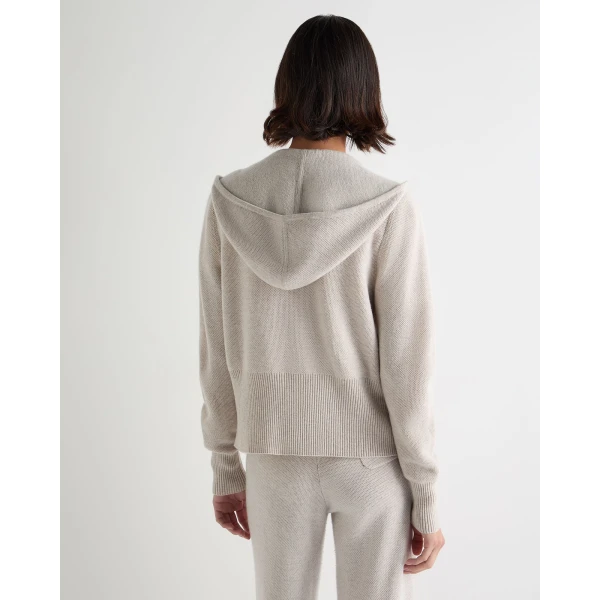 N.Peal Honeycomb Zipper Cashmere Hoodie in Pebble Grey