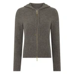N.Peal Honeycomb Zipper Cashmere Hoodie in Wood Smoke Brown | Hoodies | Luxury Shoes 