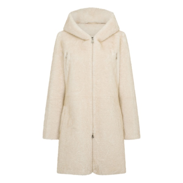 N.Peal Hooded Faux Mink Coat in Off White | Coats | Luxury Shoes 