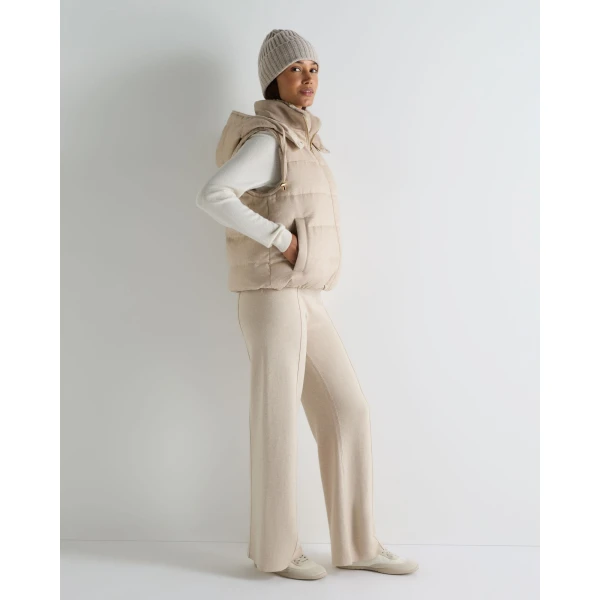 N.Peal Hooded Reversible Fur Gilet in Beige Brown
