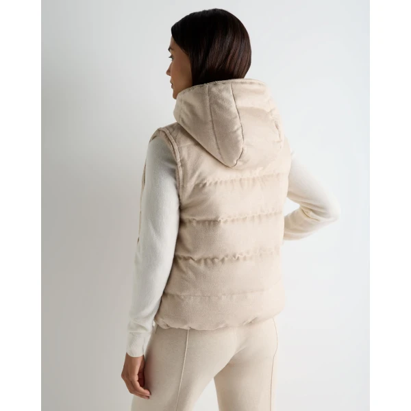 N.Peal Hooded Reversible Fur Gilet in Beige Brown