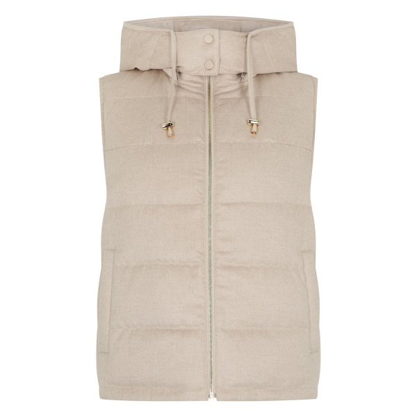 N.Peal Hooded Reversible Fur Gilet in Beige Brown | Vests | Luxury Shoes 