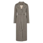 N.Peal Icon Dogtooth City Coat With Fur Collar in Beige Brown Dogtooth | Wool Coat | Luxury Shoes 
