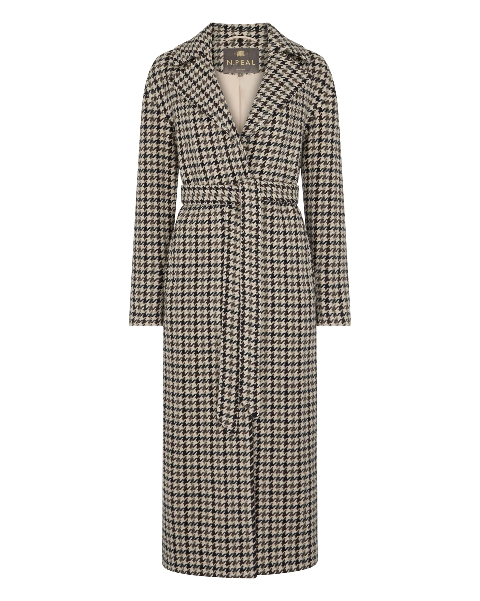 N.Peal Icon Dogtooth City Coat With Fur Collar in Beige Brown Dogtooth N.Peal Icon Dogtooth City Coat With Fur Collar in Beige Brown Dogtooth | Wool Coat | Luxury Shoes