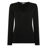 N.Peal Imogen Superfine Cashmere V Neck Jumper in Black | Sweaters | Luxury Shoes 