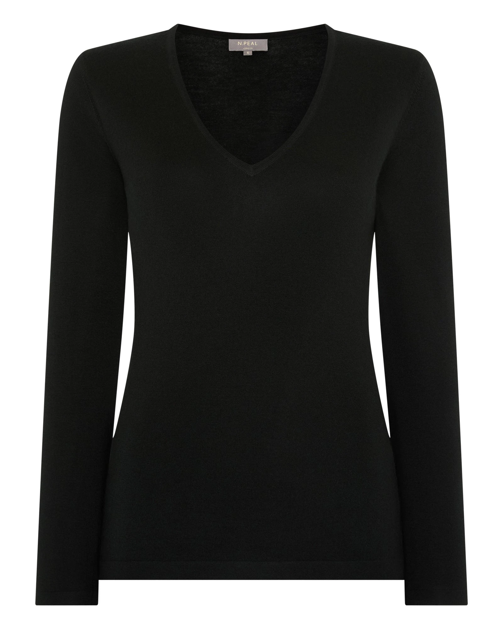 N.Peal Imogen Superfine Cashmere V Neck Jumper in Black N.Peal Imogen Superfine Cashmere V Neck Jumper in Black | Sweaters | Luxury Shoes